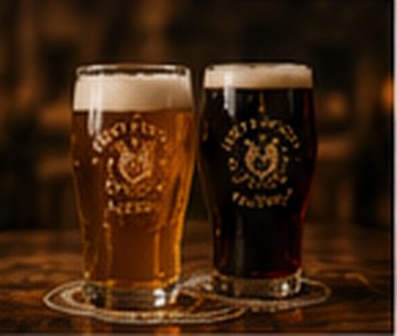 Cervezas artesanales servidas en vasos Hotzenplotz