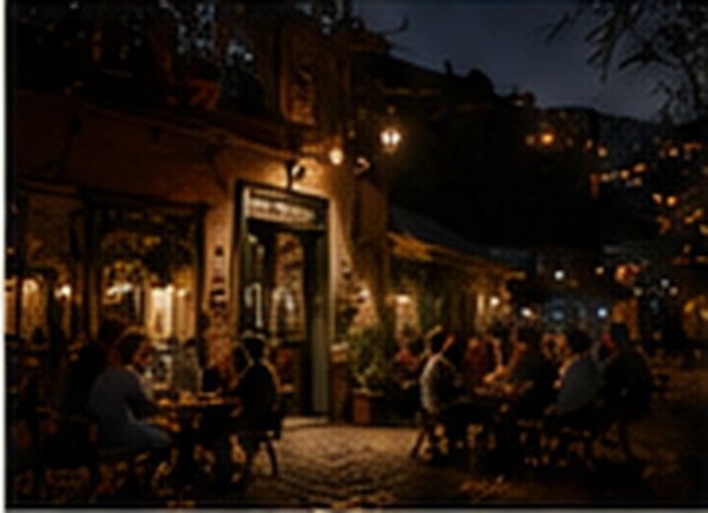 Terraza nocturna de la cervecería